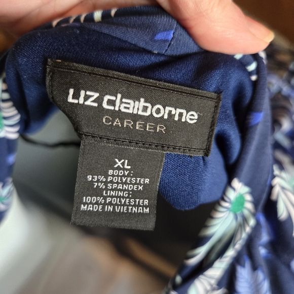 Liz Claiborne Career blue kimono 👘 style faux wrap dress szXL - Picture 5 of 9